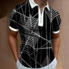 Мужская повседневная рубашка-поло с короткими рукавами и принтом паутины на молнии, напечатанная на 3D-принтере