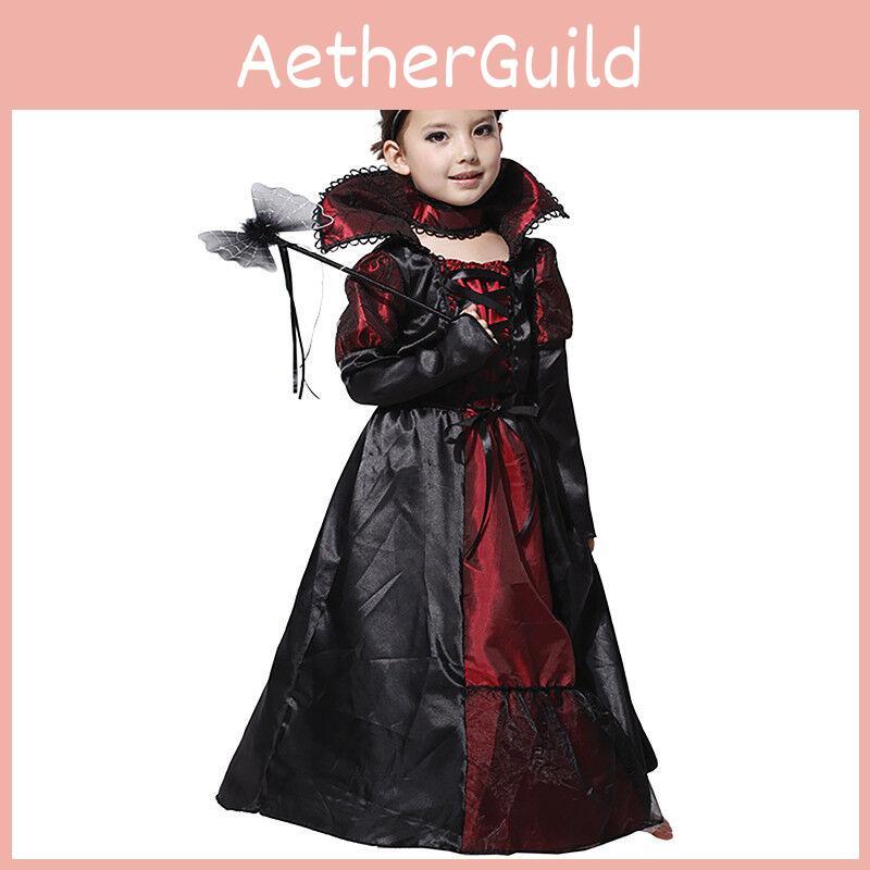 Spooky Witch Cosplay Vampire Maxi Dress With Soft Material For Girls Halloween