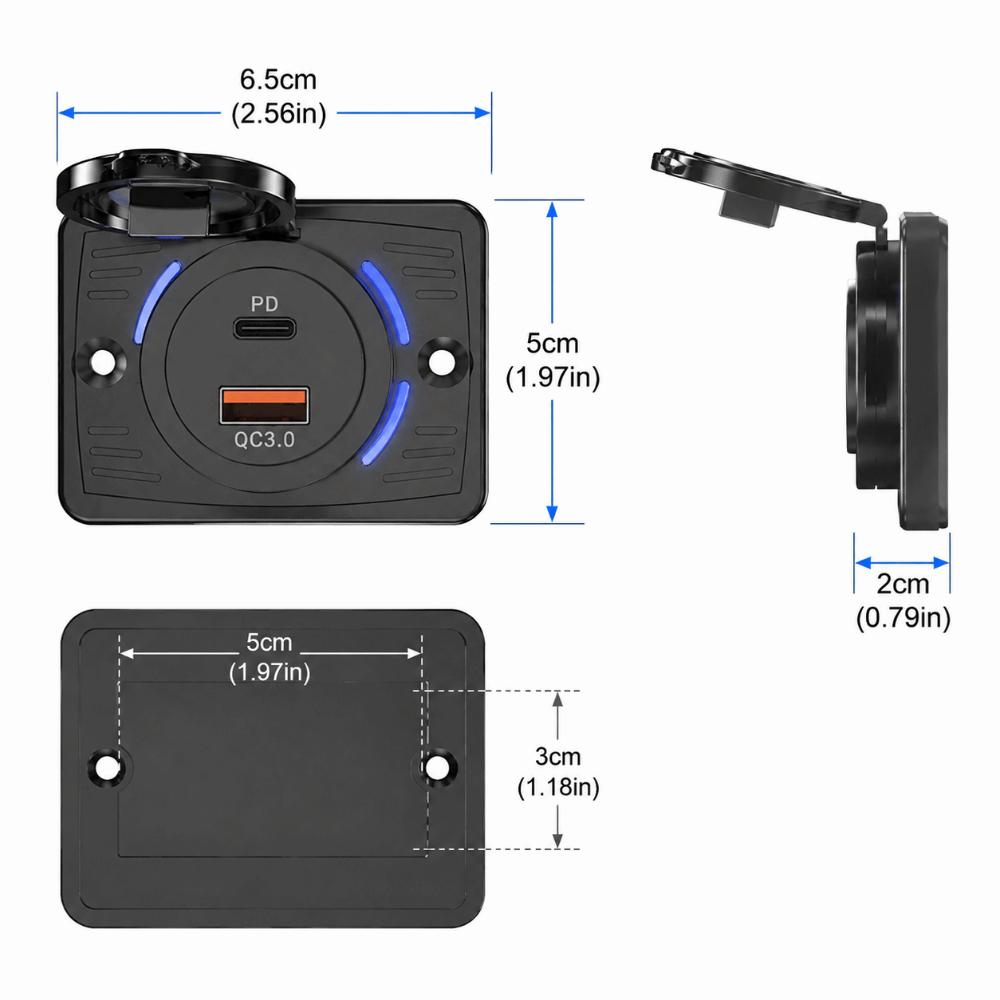 2-4 Ports Panel Mount USB Charger Flame Retardant Shell Fast Charging Outlet Vehicle Modification