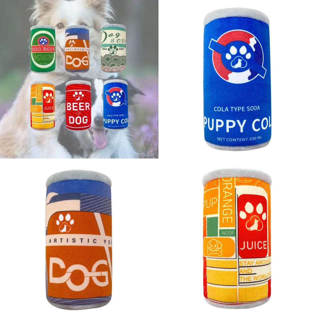 New Can Dog Toy Plush Toy For Dogs Durable Chew Toy With Squeaker 48g Orange/red/blue/green/gray/yellow-green