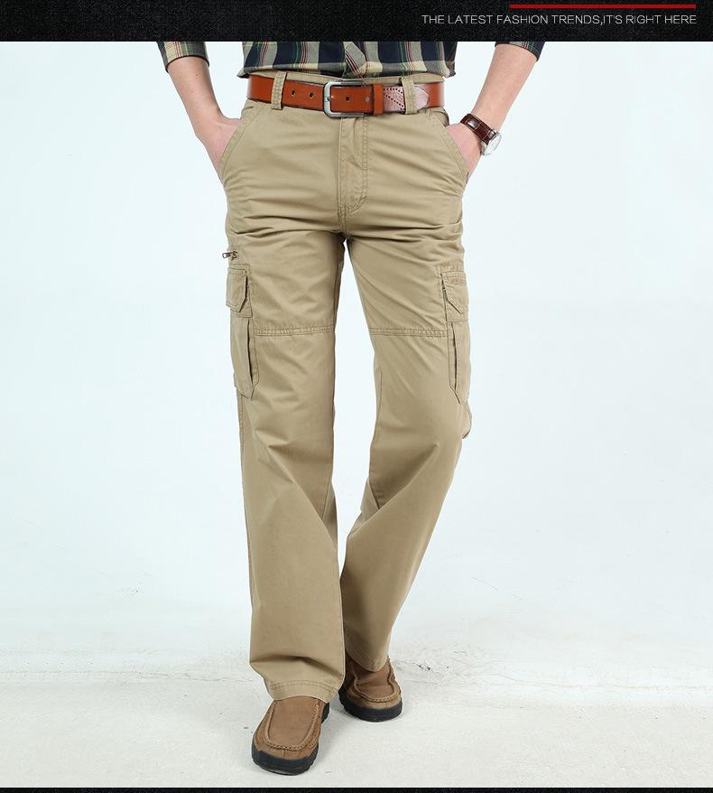 Мужские брюки хаки из стираного хлопка с несколькими карманами, европейско-американский стиль, 2017 - Модель 9913
