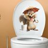 A Funny and Quirky Little Squirrel with An Umbrella In The Bathroom and Home Decoration Stickers