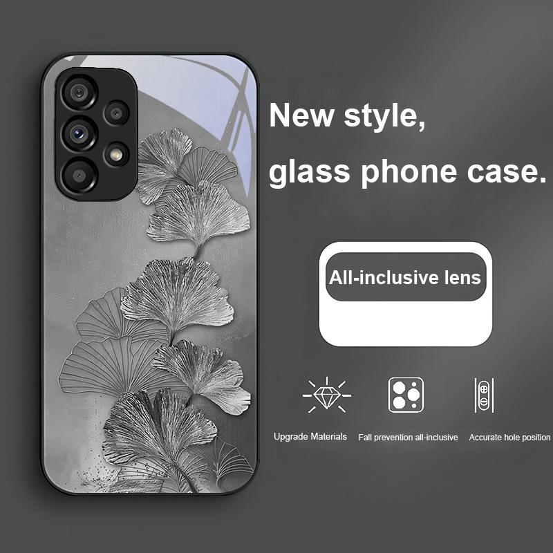 Золотые Листья Гинкго Чехол из Закаленного Стекла для Samsung Galaxy S23 U Ltra 24 Plus S20 P Lus 21 FE S25 Ultra A70 A72 73 51 52 53