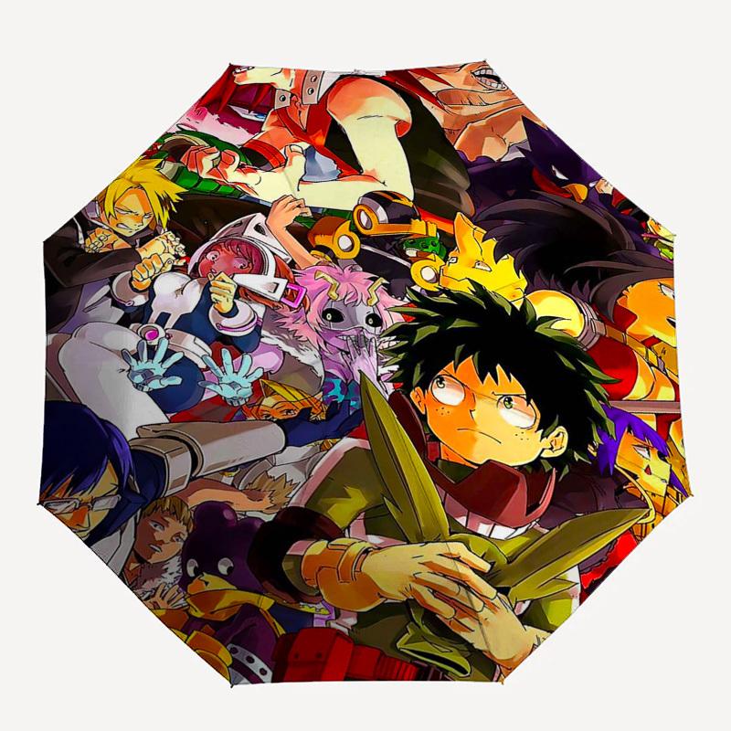 1pc My Hero Academia Characters Auto Open Umbrella, Portable 3-Fold Design with 8-Bone Iron Frame, Outdoor Umbrella, Perfect Gift for Fans, Travelers,