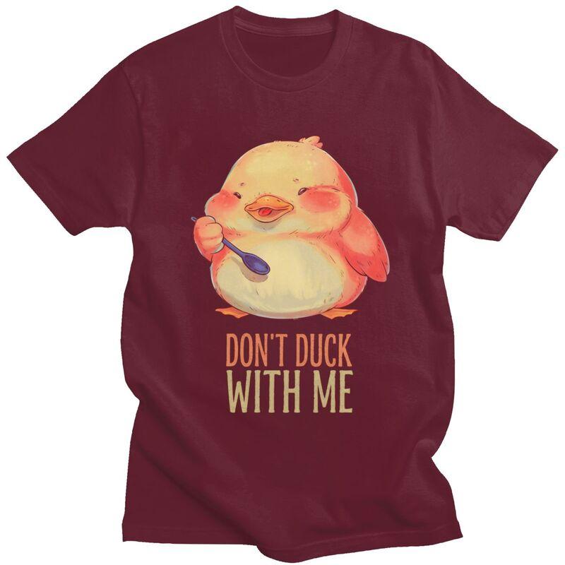 Dont Duck With Me Funny Duck T Shirt Unisex Women Short Sleeve Tshirts Casual Tee Tops Pure Cotton Loose Oversized Clothing