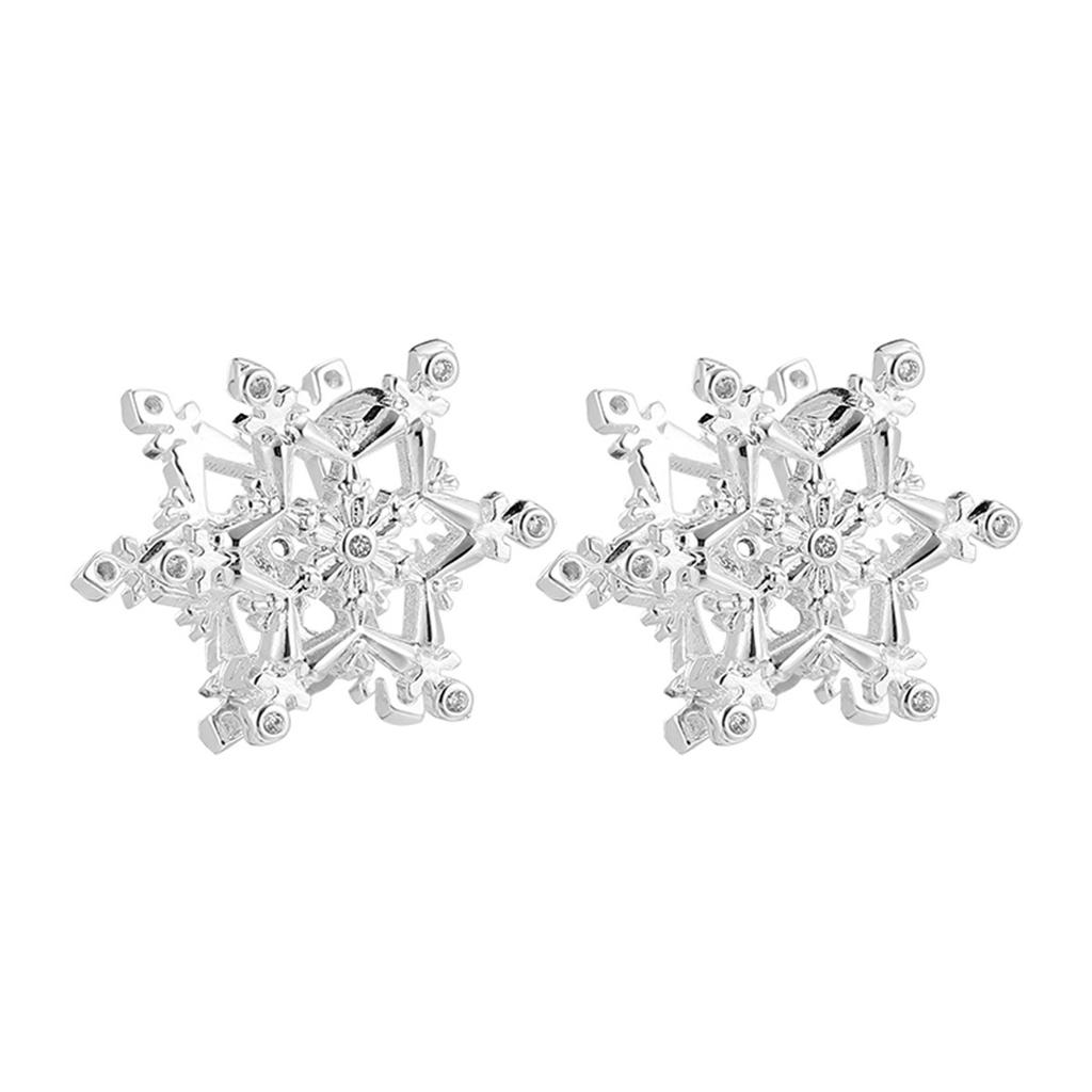 Серьги-гвоздики со снежинками из серебра 925 пробы для женщин, изысканные серьги с супер блеском и красивым темпераментом, новые модные серьги