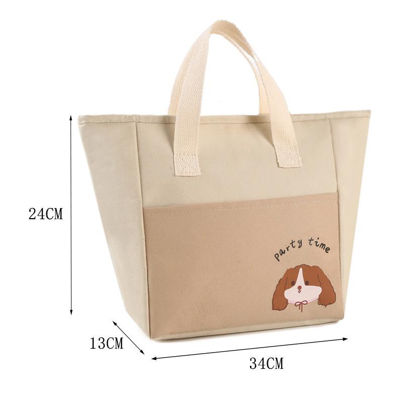 Cute Insulated Lunch Bag With Carry Handle Animal And Letter Prints For School