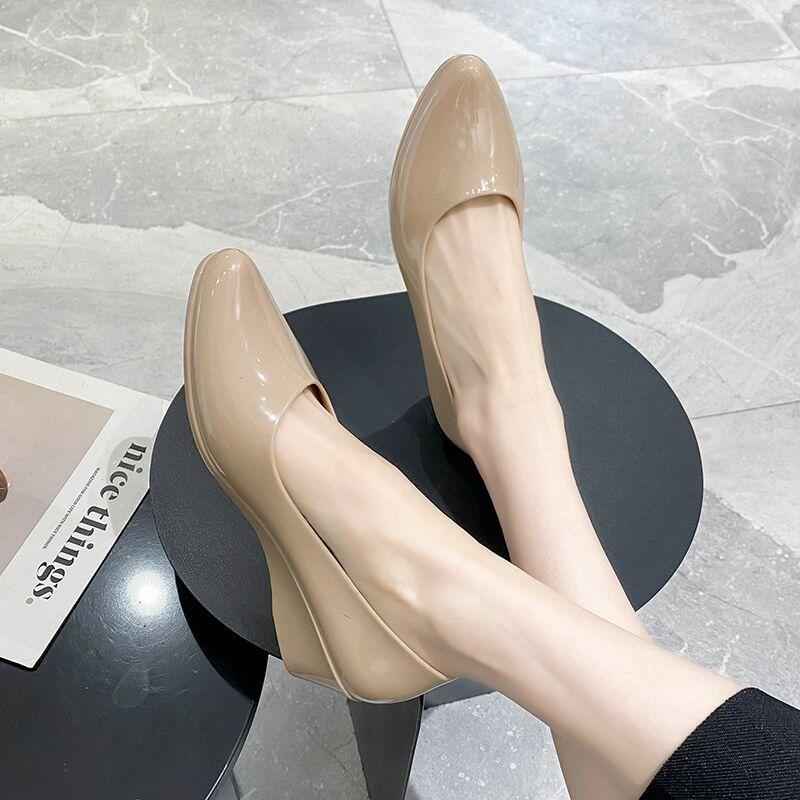 Новые туфли на наклонном каблуке, женские модные простые туфли-бини с заостренным носком, повседневные туфли в стиле ретро с одной педалью, ленивые туфли на плоской подошве