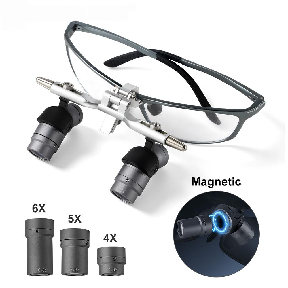 45° Ergonomic Magnetic Interchangeable Dental Binocular Loupes 4X/5X/6X Quick Swap Surgical Magnifier Glasses For Dentistry Tool