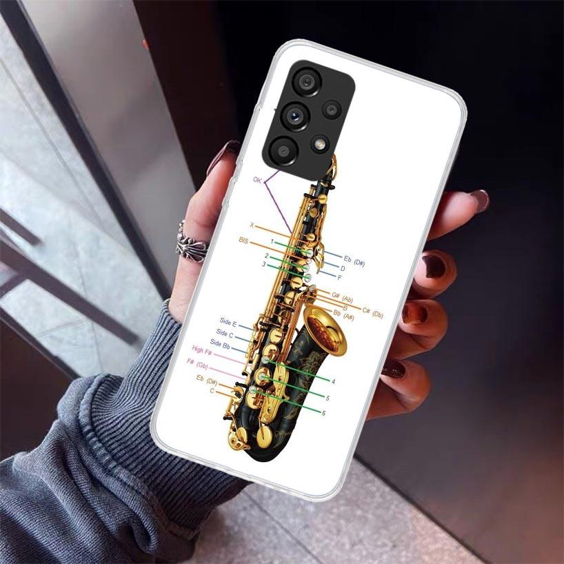 Music Saxophone Instrument Phone Case For Samsung Galaxy A12 A52S A42 A32 A22 A51 A50 Note 20 Ultra 10 S10 Plus A71 A70 A31 A30