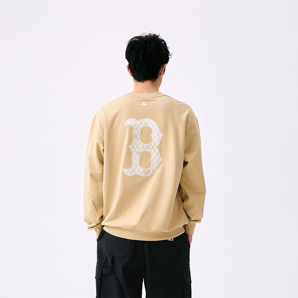 MLB MONOGRAM Collection Boston Red Sox SS25 Crew Neck Sweatshirt Unisex Light Beige Yellow 3AMTM0451-43BGL