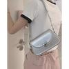 2025 Autumn and Winter New Trendy Fashion Silver Small Square Bag Fashionable Foreign Style Shoulder Messenger Bag Niche Texture Underarm Bag