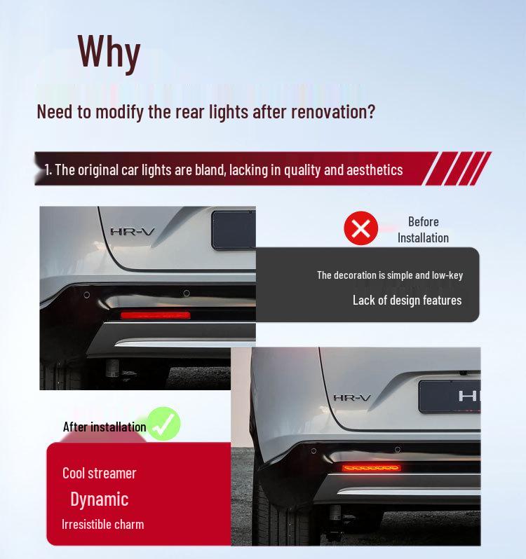 Задний бампер с тормозным фонарем для Honda HR-V 2023-2025 гг., US-версия