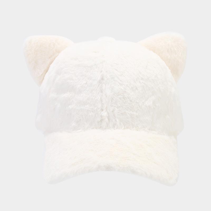 Women's Cartoon Cat Ear Plush Baseball Cap - College Style, All-Match, Autumn/Winter Collection