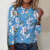 Tops For Spring&Autumn Peach Blossom Print Round Neck Long Sleeve T-shirt Fall Casual Slim Pullover Women's Long Sleeve Top