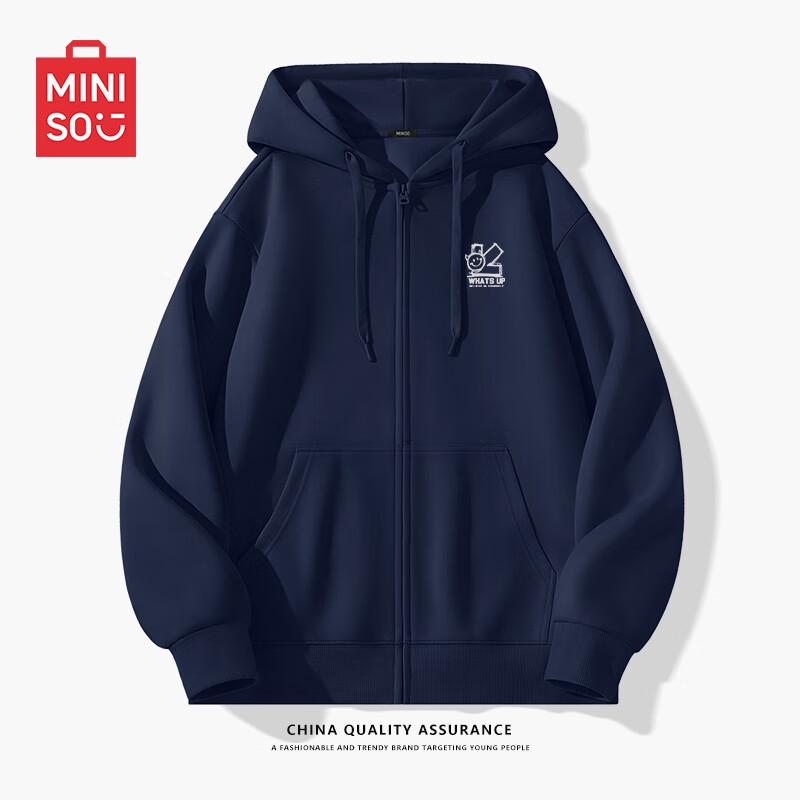 MINISO Men's American Casual Loose Fit Zip-Up Hoodie