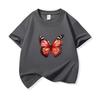 Kids Cotton T Shirt Red Monarch Butterfly Print Crew Neck Short Sleeve Tee Casual Boys Girls Summer Tops