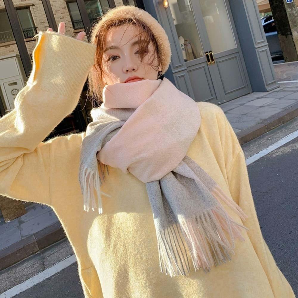 Wool Classic Plaid Scarf Soft Long Neckscarf with Tassel Large Knitted Wool Scarf Outdoor