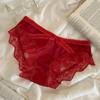 Сексуальные женские трусики Сетчатые вставки Кружевные трусики Ледяной шелк Сатин Однотонные брифы С низкой посадкой Мягкое Дышащее нижнее белье