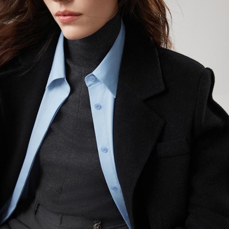 ELLE Single Breasted Sheepskin Cashmere Casual Loose Versatile Comfortable Suit Collar Double Faced Wool Mid Length Coat Women coats EN52100