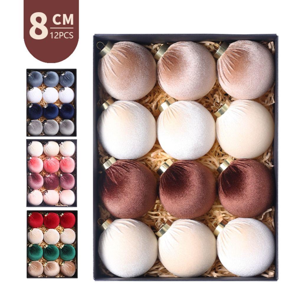 12pcs Plastic Christmas Flocking Balls Pendant Festival Christmas Tree Ornaments  Children Gifts