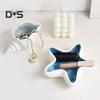 Starfish Jewelry Dish Ceramic Key Storage Tray Conch Desktop Organizer Ring Trinket Earrings Necklace Bracelet Storage Dish for Dresser Bedside Table