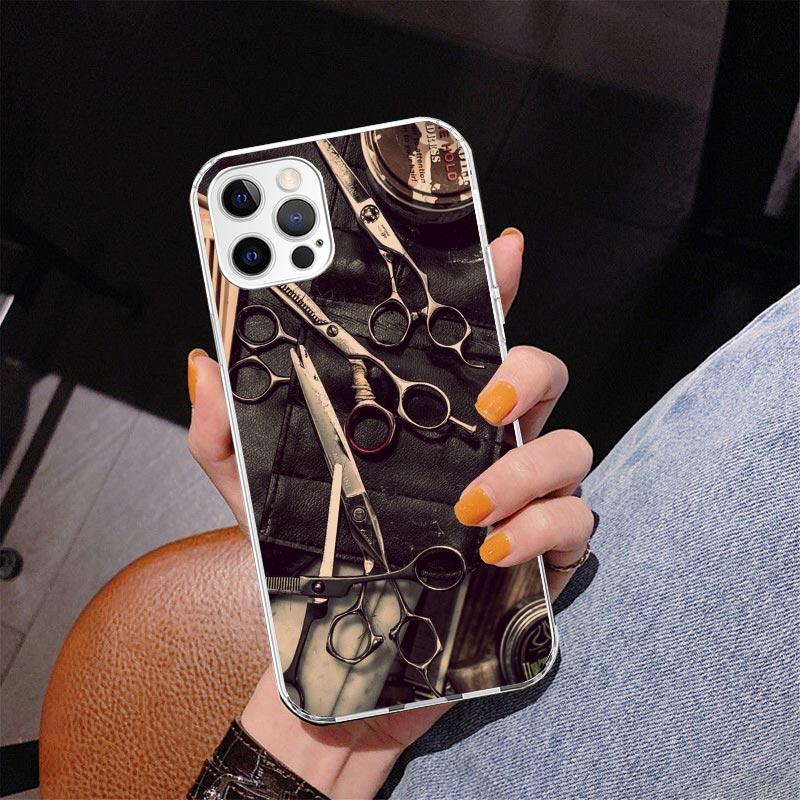 Hair Stylist Scissors Brush Phone Case For iPhone 17 Air 16 Pro Max 16E 15 + 14 Plus 11 12 13 Mini 7 8 SE Gift Print Cover Funda