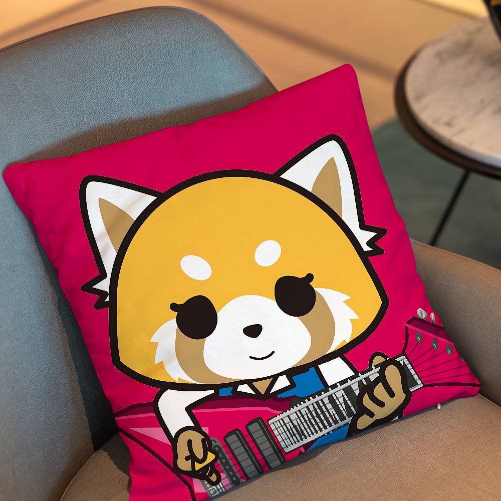 Fur Collar Fox Aggretsuko Pillow Case Anti-Dustmite Pillowcase Invisible Zipper Silky Short Plush Sofa Cushion Cover