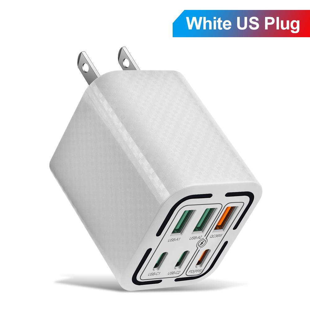 Total 100W USB Charger 6 Ports Type C Fast Charging Mobile Phone Wall Adapter EU/US Plug For iPhone 15 Samsung Xiaomi