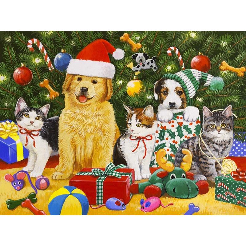 5D DIY Diamond Painting Cute Cat Diamond Embroidery Animal Flowers Cross Stitch Full Square Round Drill Home Decor Manual Gift