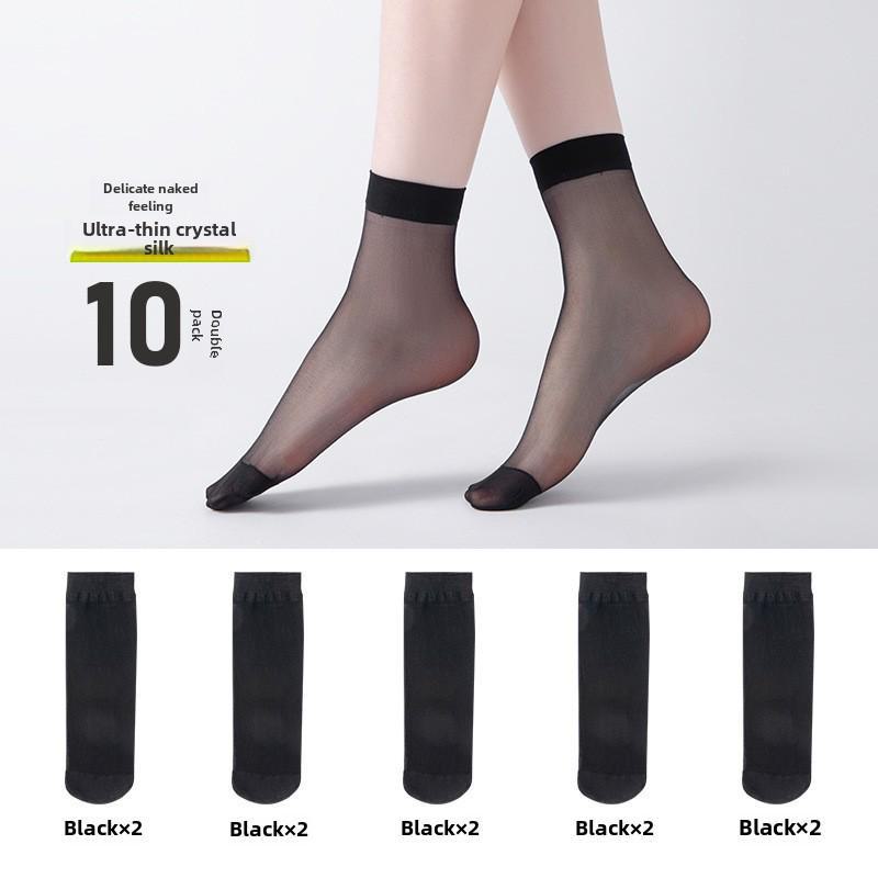 Женские прозрачные нескользящие короткие носки Bonas - весна/лето, тонкий кристаллический шелк, хлопковая подошва, анти-цепляние, износостойкие.