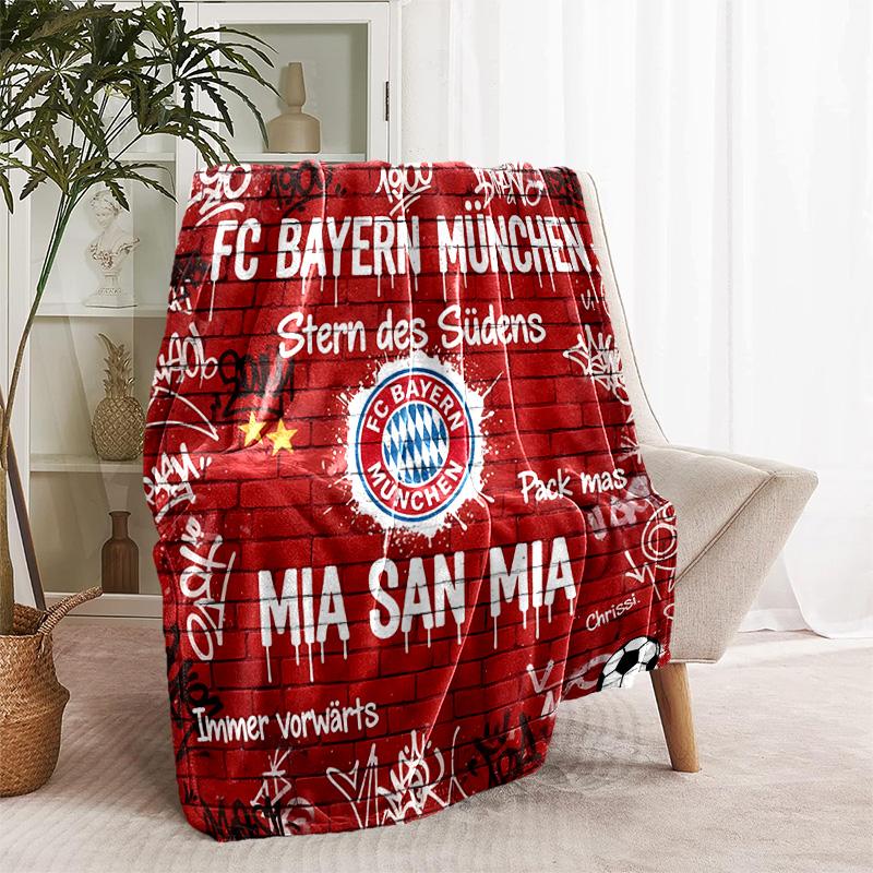 1pc Blanket - FC Bayern München logo Print Design, Lightweight Blanket for Sofa, Bed- Soft &Warm, Gift for All Seasons