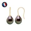 Earrings - - Genuine Tahitian Cultured Pearls - 9-10 Mm - Yellow Gold - AAA+