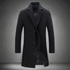 Men Woolen Coat Notch Lapel Long Sleeve Single Breasted Jacket Solid Color Windproof Business Casual Overcoat