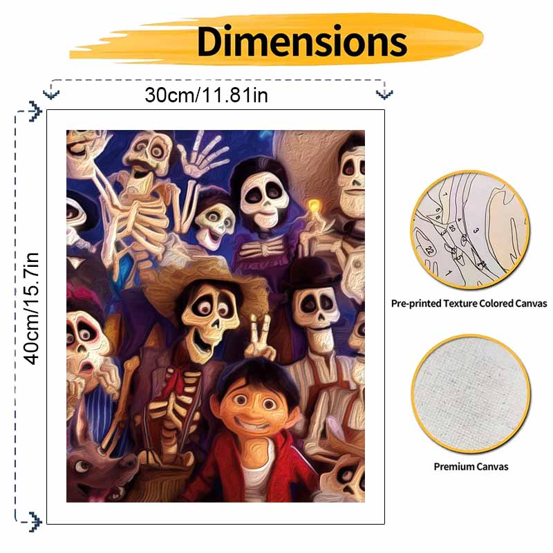 Disney Oil Painting DIY Digital Painting HandPainted Coco Characters Wall Art for the Living Room or Entryway.