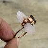 Rose Quartz Rough Ring Smoky Quartz Ring Electroformed Copper Gemstone Ring Handmade Jewelry Adjustable Ring Copper Jewelry Gifts For Mother
