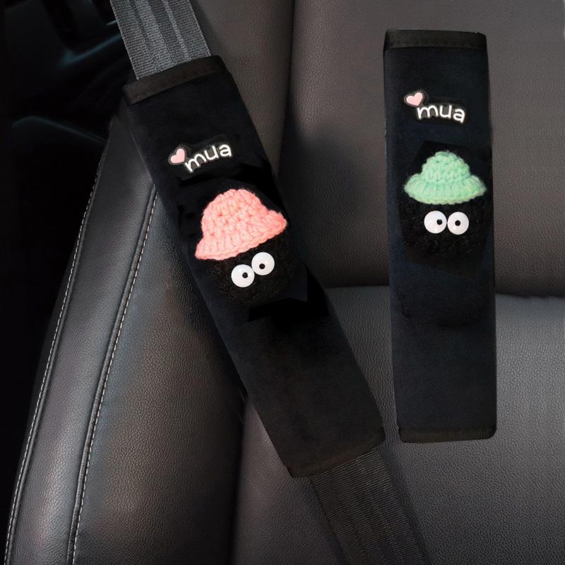 2 шт. стильный бант автомобильный ремень безопасности чехол плечевой ремень жгут подушка мультяшный угольный мяч игрушка автомобильный ремень безопасности плечевая накладка протектор