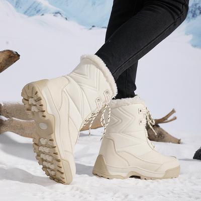 Горные ботинки Зимние бархатные ботинки для снега Спортивные ботинки для активного отдыха с высоким голенищем из хлопка Водонепроницаемые ботинки среднего размера Женские ботинки большого размера