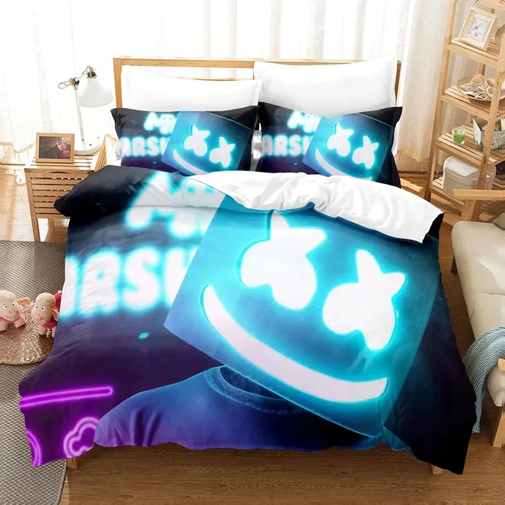 DJ Marshmello Bedding Set Single Twin Full Queen King Size Hip Hop Bed Set Aldult Kid Bedroom Duvetcover Sets 3D Print 035