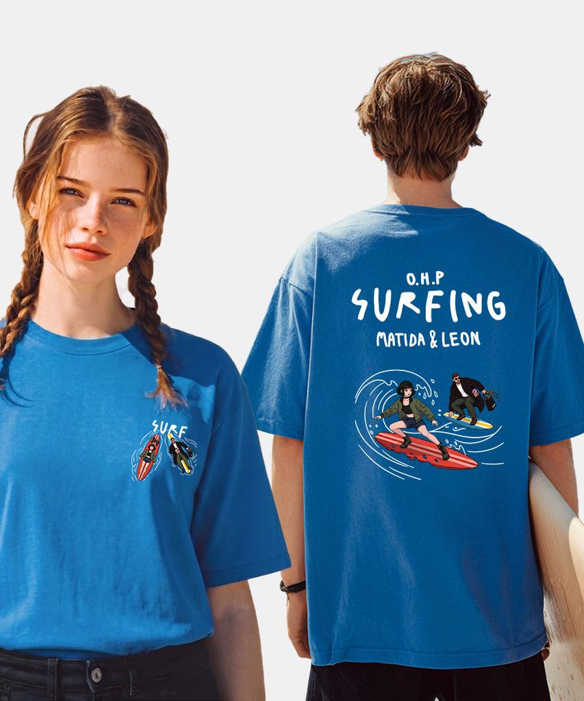 OHP Ohpxquirk Couple Surfing Semi-Oversized Short Sleeve T-Shirt 6 (Type A)