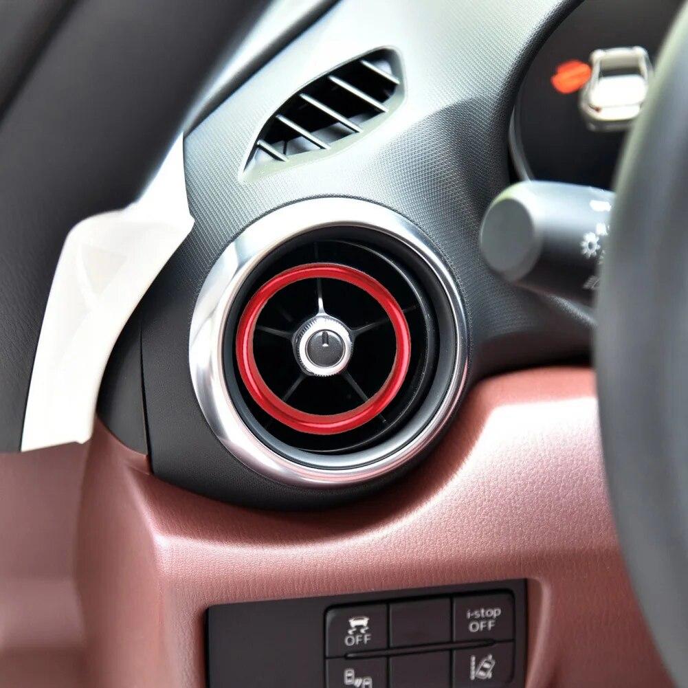 3Pcs/Set Car AC Air Outlet Conditioning Vent Decoration Central Inner Cover Ring Trim For Mazda MX5 Mazda 2 CX3 MX-5 RF ND