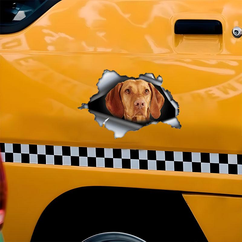 Vizsla 3D Break the Wall Car Sticker, Waterproof Vinyl Material Accessories, Interesting For Cars, Trucks, Motorcycles, Walls