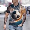 Summer Round Neck 3D Football Pattern Print Top Fashionable Casual Short Sleeved Men's T-shirts