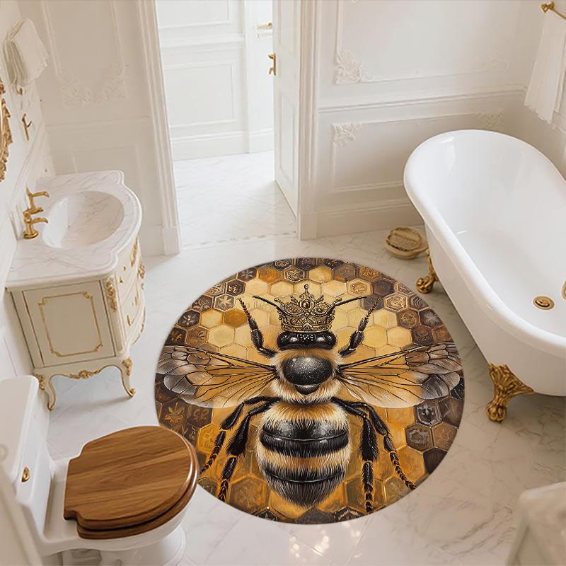 Пчела, Круглый ковер, Ковер для гостиной, спальни, дивана, игровой комнаты, Декор, Нескользящий коврик