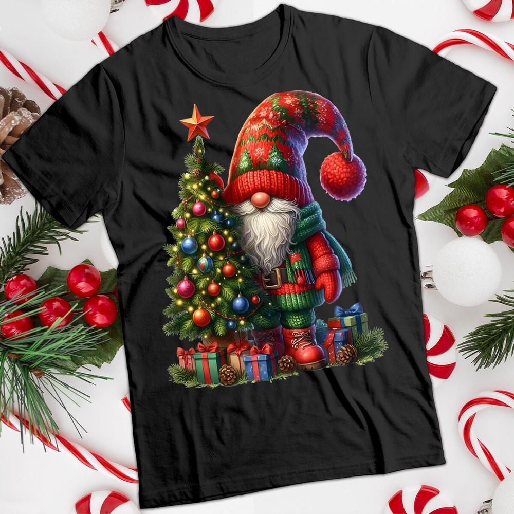 Unisexs and Unisexs Gnome Tree Warm Colors Christmas TShirt Tee MC