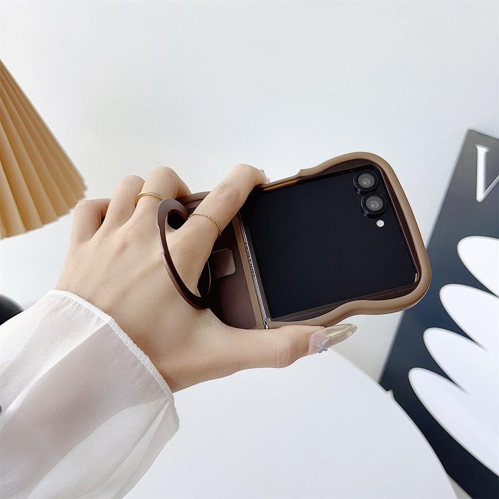 For Samsung Galaxy Z Flip7 5G Magnetic Case Kickstand Skin-Touch Wave Edge TPU+PC Phone Cover