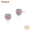 Tancise Jewelry S925 Sterling Silver Heart-shaped Earrings 8*8 Ice Flower Cutting Giant Flash Small Main Stone About 5 Carat Diamond.