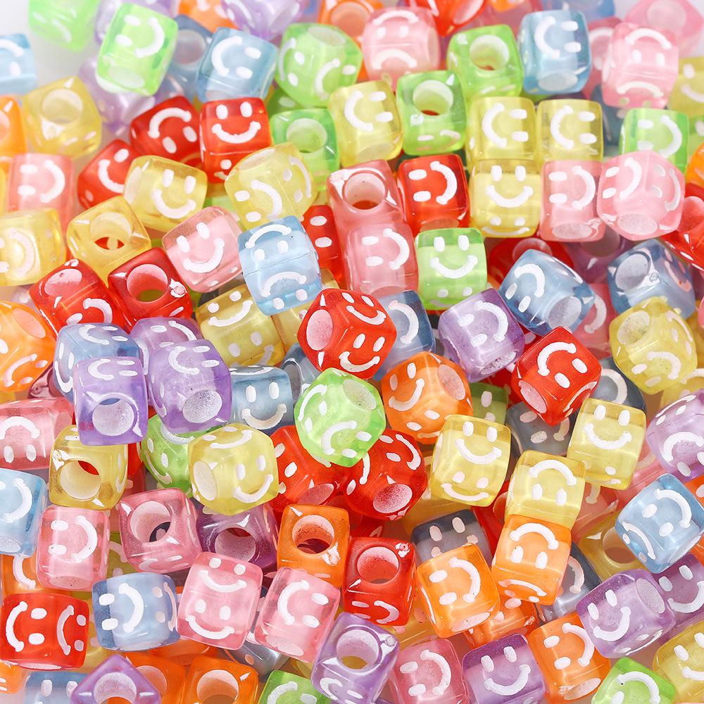 Акриловые бусины «Смайлик» для изготовления украшений своими руками - Круглые, цветные бусины для детских браслетов и ожерелий