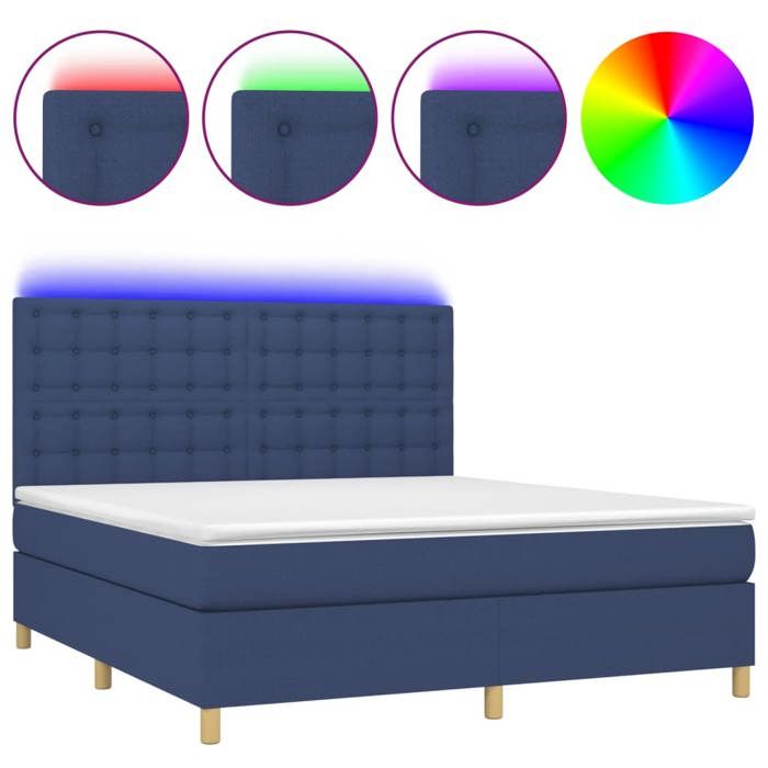 Maison Exclusive - Sommier à lattes de lit et matelas et LED Bleu 180x200 cm Tissu