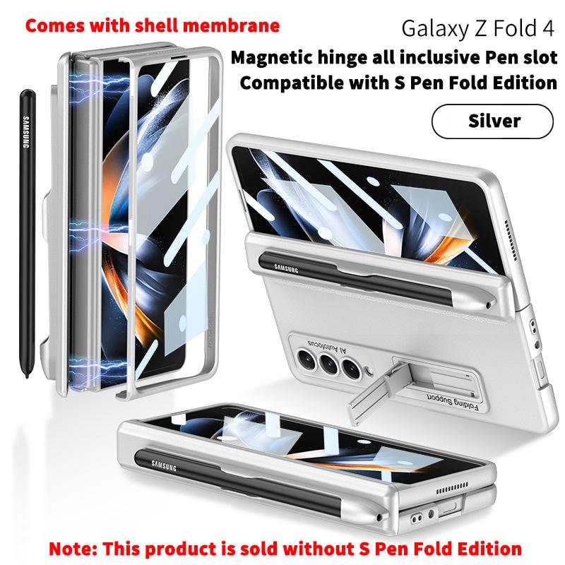 Для Samsung Galaxy Z Fold 5 4 3 5G чехол с магнитной петлей и держателем для ручек, стеклянная пленка на передний экран для Z Fold4 Fold5